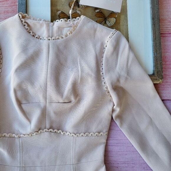 NWT Keepsake Nude We Dream Long Sleeve Fitted Ruffle Hem Mini‎ Dress XS - Picture 7 of 9